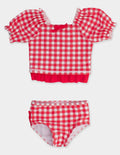 Preorder Girls Red Short Sleeve Ruffle Tankini