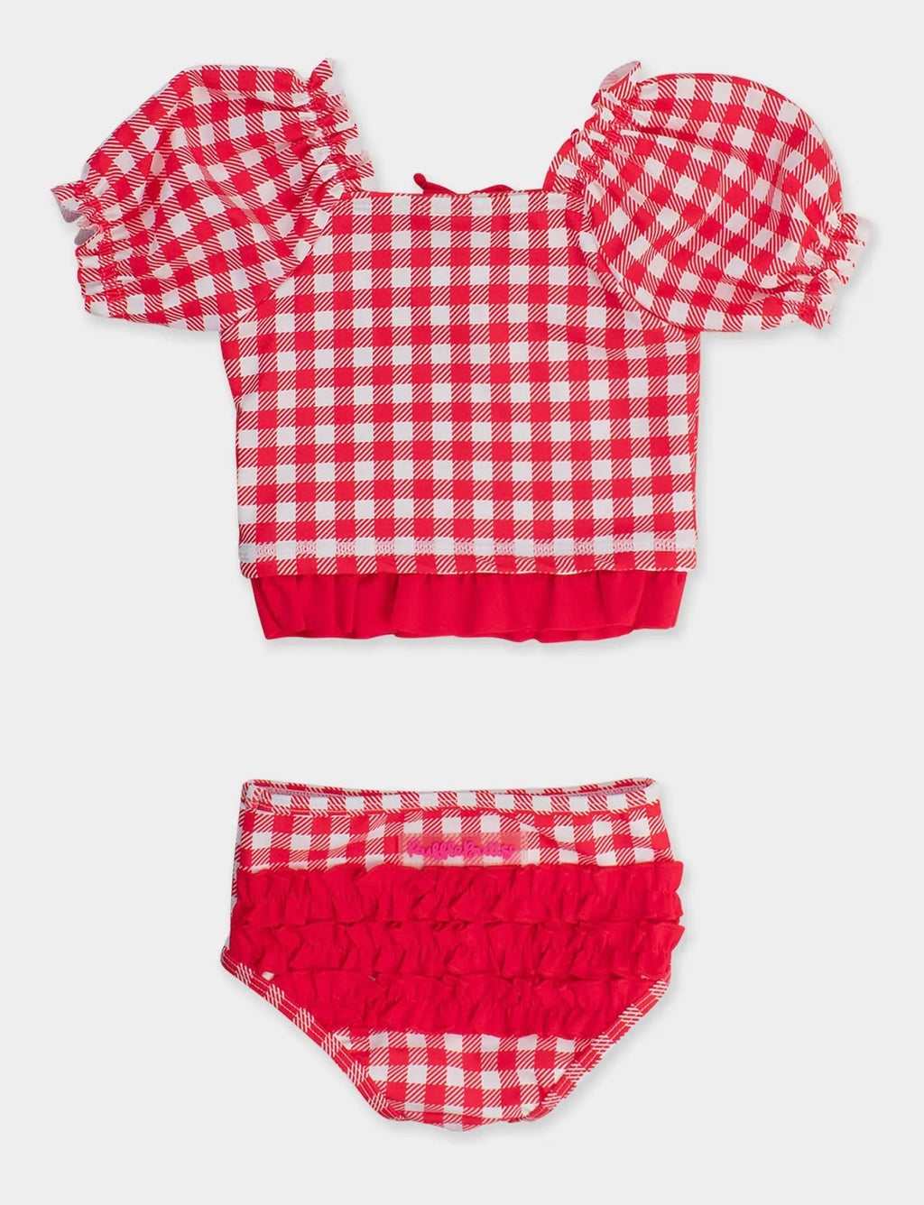 Preorder Girls Red Short Sleeve Ruffle Tankini